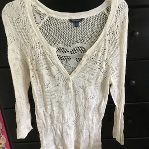 American Eagle sheer white sweater